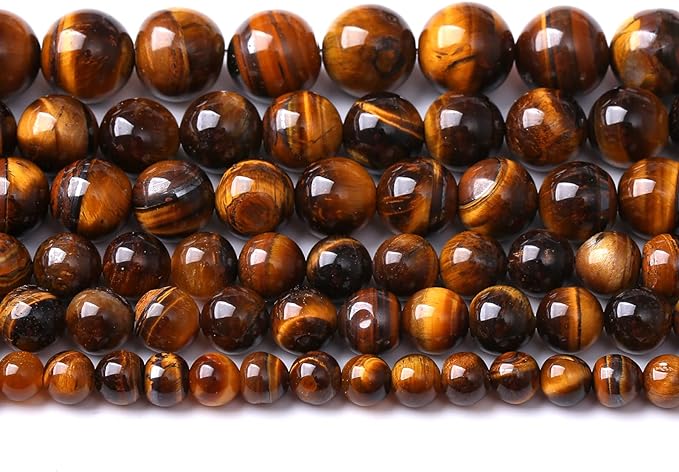 6MM 60PCS Natural Stone Yellow Tiger Eye Stone with Iron Mine Beads for Jewelry Making DIY Bracelet
