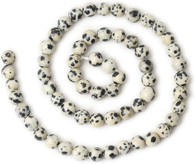 60PCS 6mm Natural Dalmatian Stone Round Loose Beads for Jewelry Making DIY Findings 1 Strand 15"