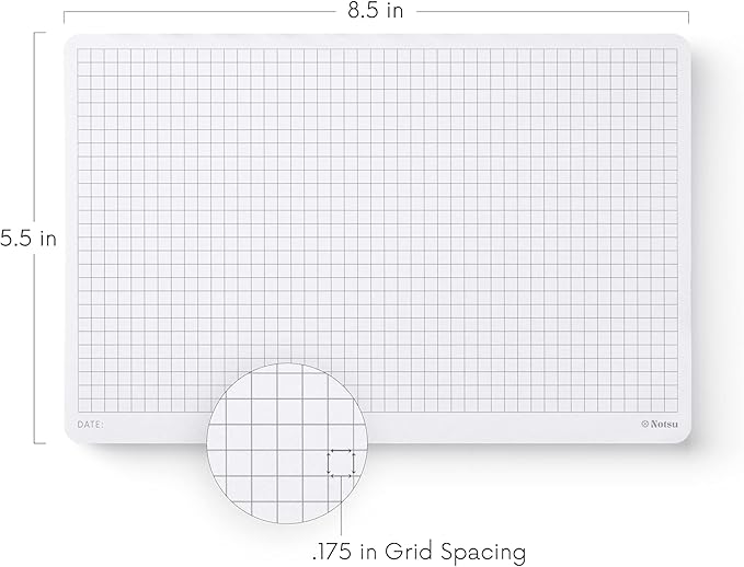 Notsu Graph Desk Notepad 2 Pack | Minimalist Graphing Memo Mouse Pads with Premium Thick Paper, Small 5.5" x 8.5"