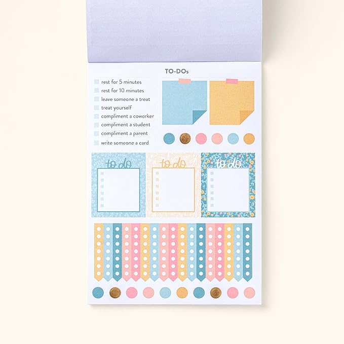 PPP Teacher Sticker Book | Pack of 15 | 503 Colorful Stickers | Assorted Sizes | 5x7 Sheets of Stickers | Gold Foil Stamping | Personalize Your Planner with Flags, Tabs, & Blocks for Educator Events