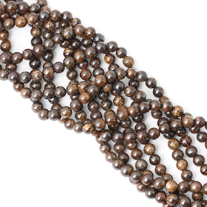 45PCS 8mm Natural Bronzite Gemstone Round Loose Beads for Jewelry Making DIY Handmade 1 Strand 15"