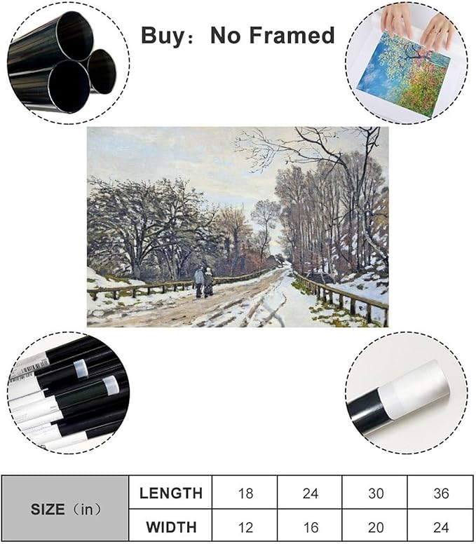 CFIOZYOS 40+ Monet Famous Print Posters The Road to The Farm of Saint-Simeon by Claude Monet Impressionism Poster for Teen Boys Room Wall Art Canvas Painting Print Unframe 16×24inch(40×60cm)