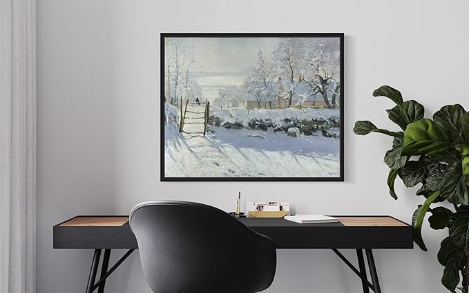 The Magpie Claude Monet Wall Art Print Poster, Impressionist Painting Wall Art Wall Decor, for Bedroom and Living room Bathroom Decor 115 (The Magpie, 11 x 14 inches, Black Frame)