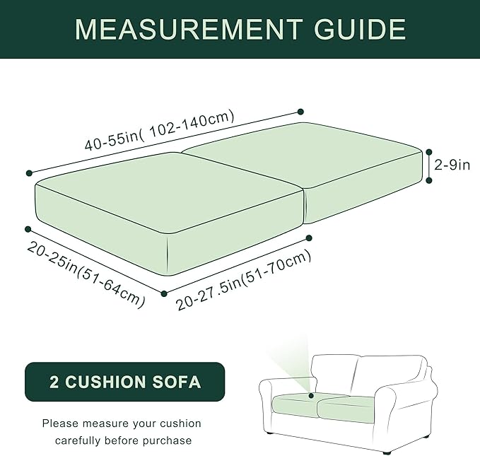 CHUN YI 2Piece Stretch Couch Cushion Covers, Sofa Seat Slipcovers for Pets, Suitable for Armchair Loveseat Sofa with Spandex Jacquard Washable Fabric (2Piece,Black)