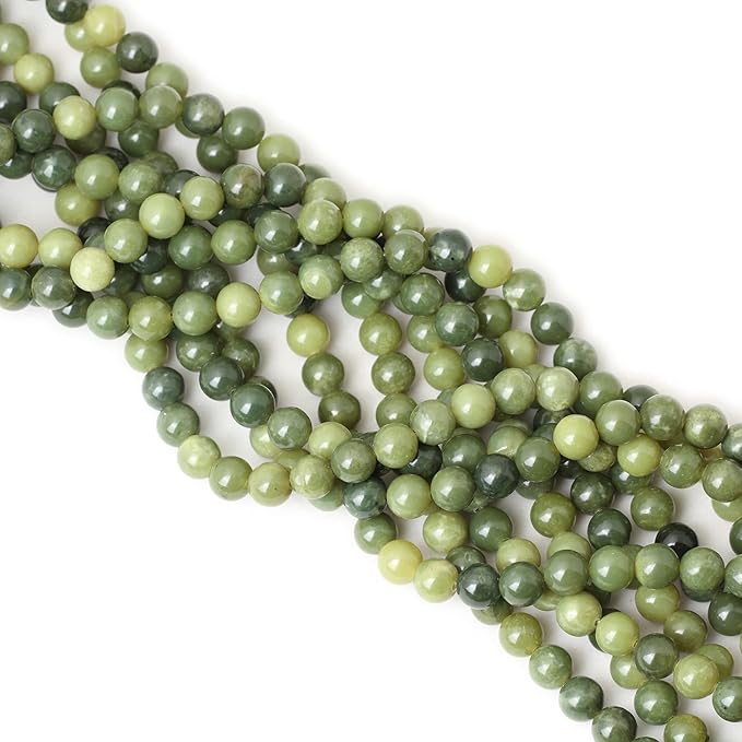 45PCS 8mm Natural Canadian Jade Gemstone Round Loose Beads Stone Beads for Jewelry Making DIY 1 Strand 15"