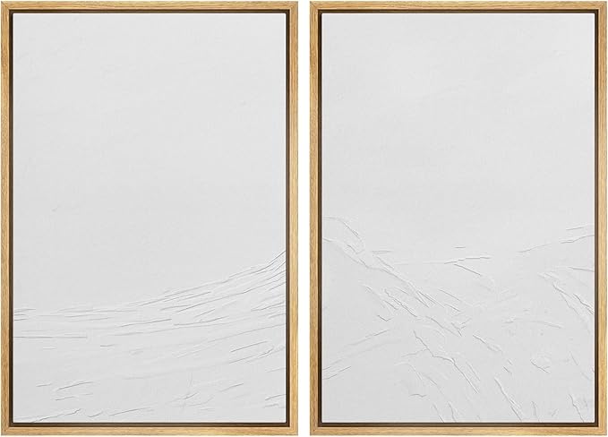 SIGNWIN Framed Canvas Print Wall Art Set Geometric Gray Pastel Color Field Landscape Abstract Shapes Illustration Modern Art Minimalism Decorative for Living Room, Bedroom, Office - 24"x36"x2 Natural