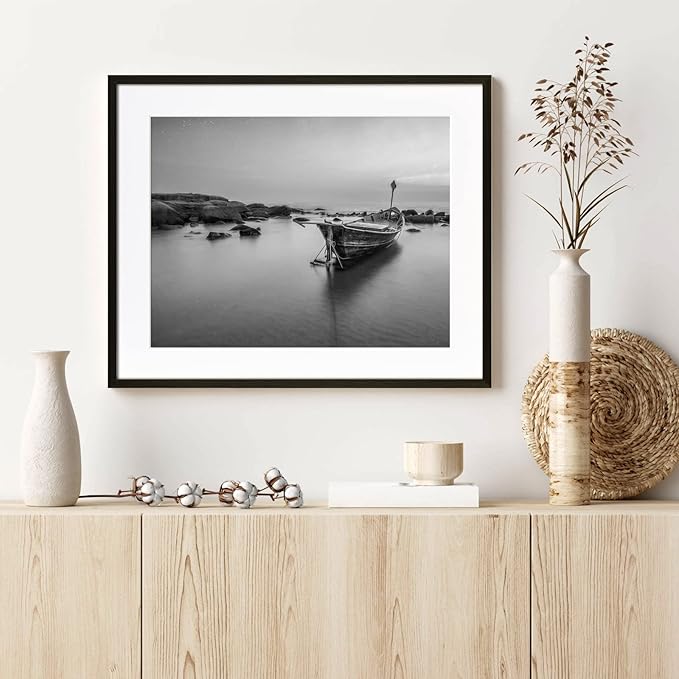 Yaetm 20x24 Black Picture Frame with Mat for 16x20 Set of 4, Solid Wood Gallery Wall Frame for Photos, Posters & Art Prints, Horizontal and Vertical Wall Mount (4 Pack, Anthracite Black)