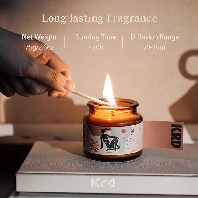 KRD 3X Strong Scented Candles Set, 6 * 2.5oz Coconut Soy Wax, 20H Clean Burn, Birthday & Christmas Candle Gift, 6 Scents