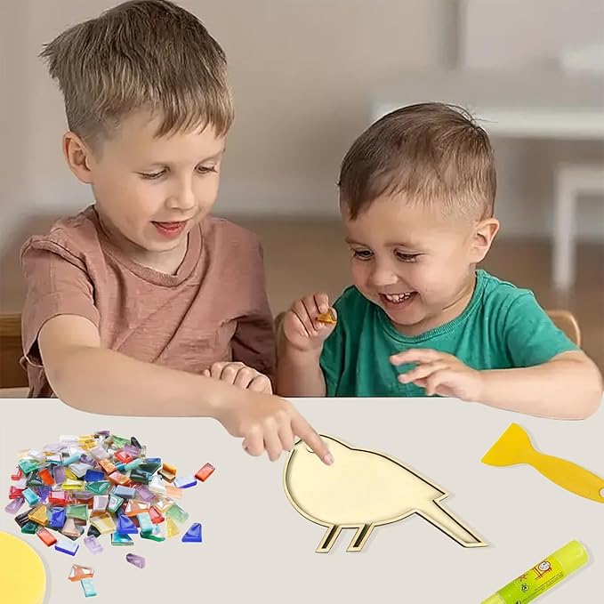 TATREBCRE DIY Mosaic Kit for Adults & Kids – Feather, Bird, Cat & Heart Designs – Christmas Gift Arts and Crafts Kit with Grout & Tools – Easy Mosaic Craft for Beginners (Colorful Bird)