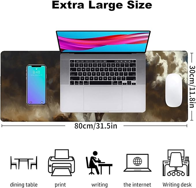 West Cowboy Gaming Mouse Pad, Office Desk Mat, Anti-Slip Rubber Base Cool Aesthetic Mouse Pads for Computer Laptop Keyboard School Home Desktop Gamer Home Accessories Decor 31.5" x 11.8"