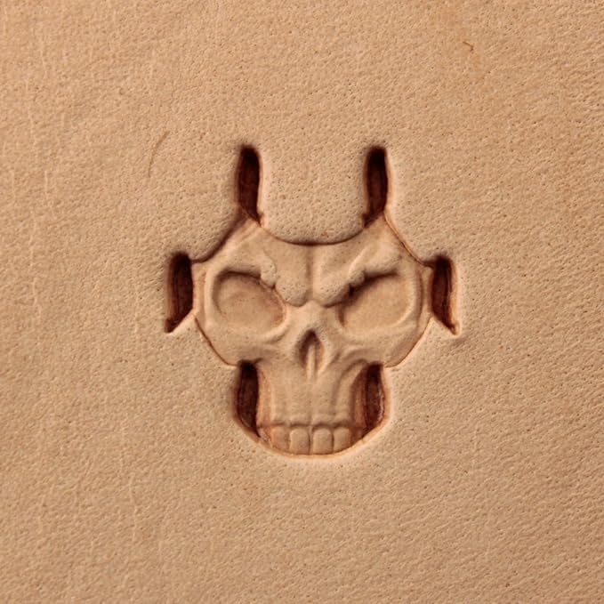 DandS ltd Leather Stamp Tool, Skull, Professional Steel Craft Tool for Leatherworking, Embossing, Carving & Stamping Leather Projects, Belts, Wallets & DIY Projects Compatible with Mallet #422