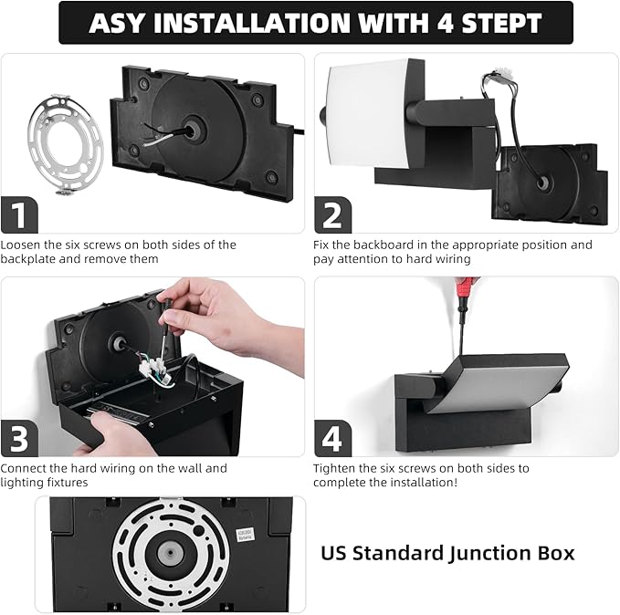 Outdoor Wall Sconces 350 ° Adjustable Black Wall Lights 6000K Modern Security Commercial Exterior Wall Mount Fixture Waterproof 3 Pack