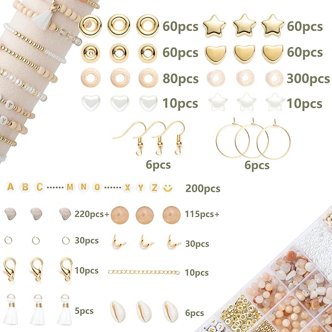 Xylise Jewelry Making Supplies Kit Natural Stone Beads for Irregular Natural Stone with for DIY Craft Bracelet Necklace Earrings for Adults (Pink)