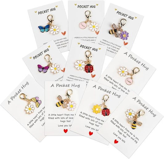 10 Sets Pocket Hug Card with Cute Mini Size Tokens, DIY Sentimental Gift for Encouragement Anxiety Relief & Emotional Support – Inspirational Keepsake for Friends Family Kids & Loved Ones