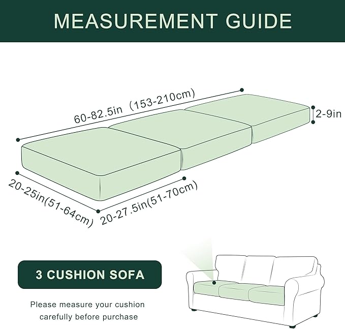 CHUN YI 3Piece Stretch Couch Cushion Covers, Sofa Seat Slipcovers for Pets, Suitable for Armchair Loveseat Sofa with Spandex Jacquard Washable Fabric(3Piece,Coffee)