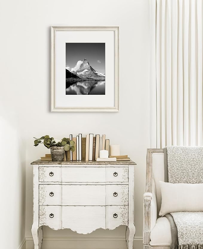 Yaetm 16x20 Picture Frame Matted to 11x14 Set of 2, 1.4" Wide Molding & Rustic White 16x20 Frames for Wall Gallery, Wall Mounting (2 pack, White)