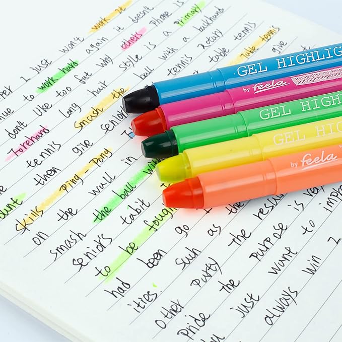 feela 24 Pack Gel Highlighters, 12 Assorted Colors Bible Highlighter Markers Journaling Supplies, No Bleed Through For Highlighting Journal School Office