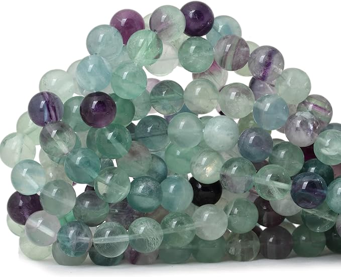 35PCS 10mm Natural Colorful Fluorite Gemstone Round Loose Beads for Jewelry Making DIY Findings 1 Strand 15"