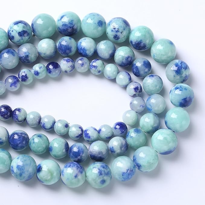 45pcs 8mm Natural Blue Green Persian Jade Stone Beads for Jewelry Making Round Loose Spacer Beads DIY Bracelets Necklaces 15" (8mm, Blue Green Jade)