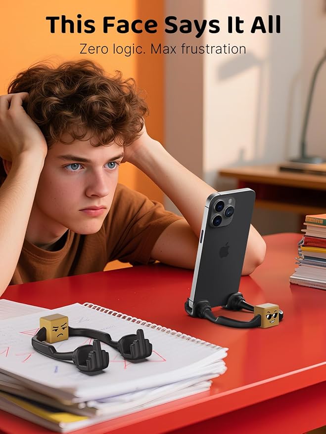 Stocking Stuffers for Teens Boys Adults Gifts for Men Women Christmas: Lazy Phone Stand with Mood Cube Cell Phone Holder for Desk Gag Gift for Teenage Kids Girls Funny Cool Gadget White Elephant Gifts