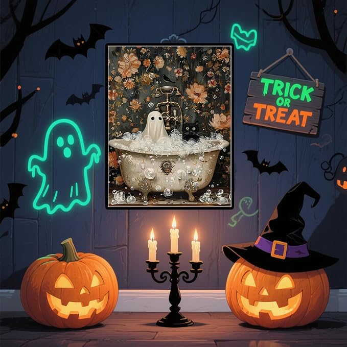 Eterkosu Halloween Ghost Diamond Art Painting Kits for Adults - 5D DIY Specter Diamond Art Paint with Diamonds Full Drill Diamond Dots Painting for Adults Beginners Gem Art Pictures Home Decor