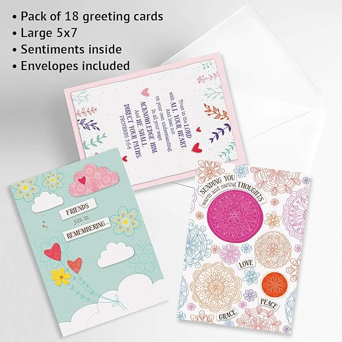 Current Greatest Blessings All Occasion Value Pack - 18 Cards With Envelopes, Celebration, Get Well, Sympathy, Birthday, Anniversary & Thinking of You Variety, Large 5" x 7" Assortment, 9 Design Set