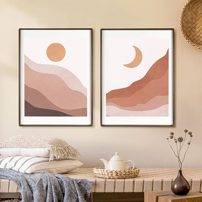 HELPLEX 12x16 Premium Picture Frame Set of 2 - Solid Walnut Wood, UV-Blocking Plexiglass, Convertible 8.5x11 Matted or 12x16 Open Display - Wall Art Gallery & Luxury Home Decor