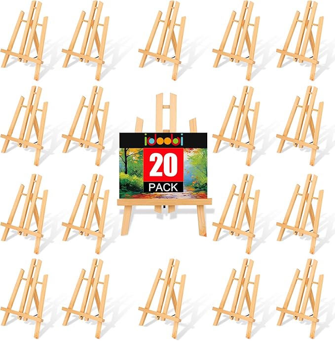 20 Pack 11.8" Wooden Easel, Easel Stand for Painting, Tabletop Easel for Artist/Students/Beginners, Portable Canvas Photo Picture Sign Holder