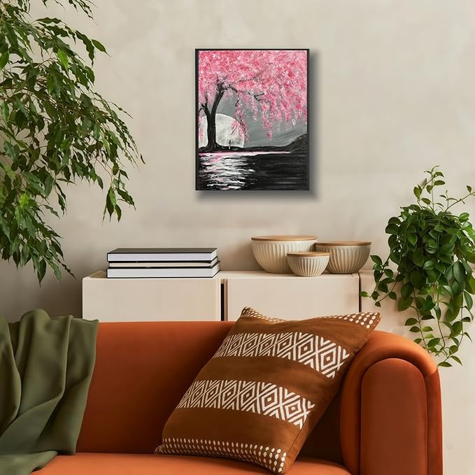 CSZPPQAF Paint by Numbers Kit for Adults Beginner, Cherry Blossom Tree Adult Paint by Number Kits on Canvas,DIY Acrylic Watercolor Easy Oil Painting Kit for Home Wall Decor 16X20inch