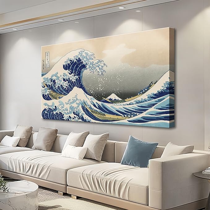 weiyiart The Great Wave off Kanagawa by Katsushika Hoki. Classic Art Reproduction Print Ocean Wave Poster Paintings Home Office Decoration 36x24Inch