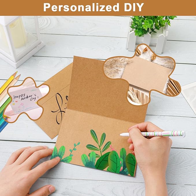 Brown Blank Cards and Envelopes 4 x 6 Heavyweight Folded Cardstock and A4 Envelopes Printable Self Seal 20 Packs for DIY Wedding Invitations, Christmas Greeting Cards, Party, Mailing