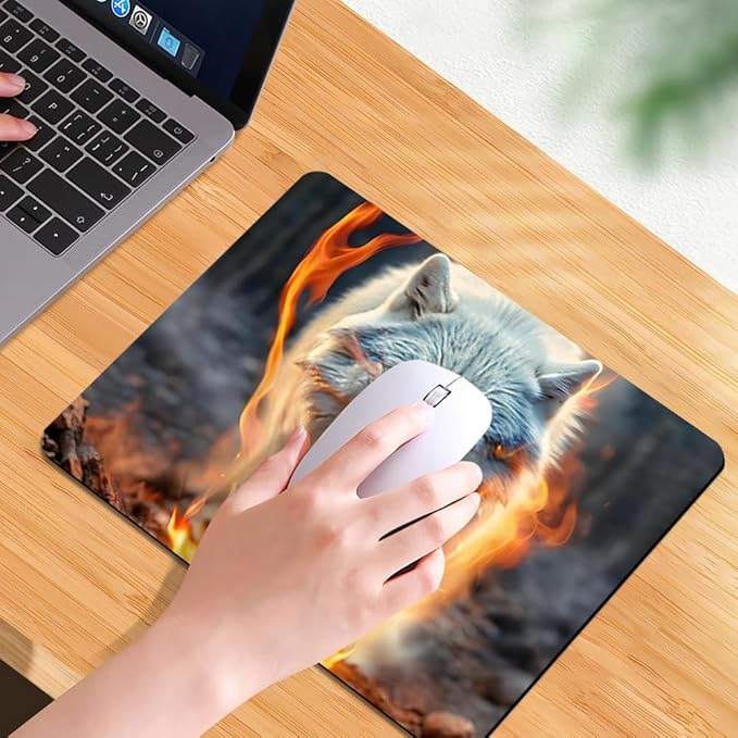 Luminous Wolf Texture Mouse pad, Square Waterproof and Anti Slip Mouse pad for Office laptops