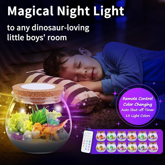 Dinosaur Gifts for Boys 4-12 Years Old, Dinosaur Crafts Kit for Kids, Light Up Decoration with Remote - Arts and Crafts for Kids, Birthday Gifts Toys for Boys Age 4 5 6 7 8 9 10 11 12