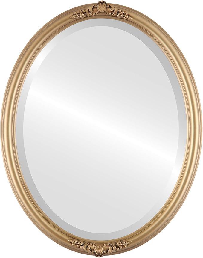 OVALCREST Oval Beveled Wall Mirror for Home Decor - Contessa Style - Gold Spray - 26" x 20"