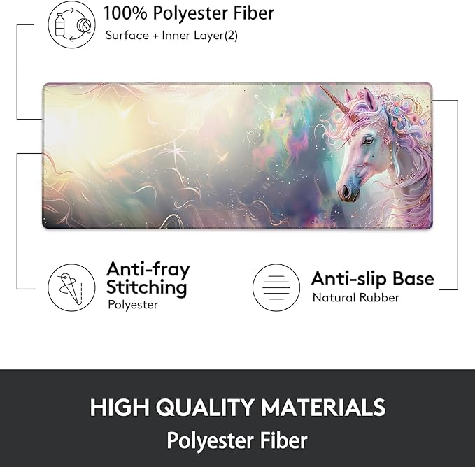 Unicorn Gaming Mouse Pad, Mouse Pad, Desk Mat, Non-Slip Rubber Base MousePads for Computers Laptop Office School Home Accessories Decor Gifts 31.5" x 11.8"