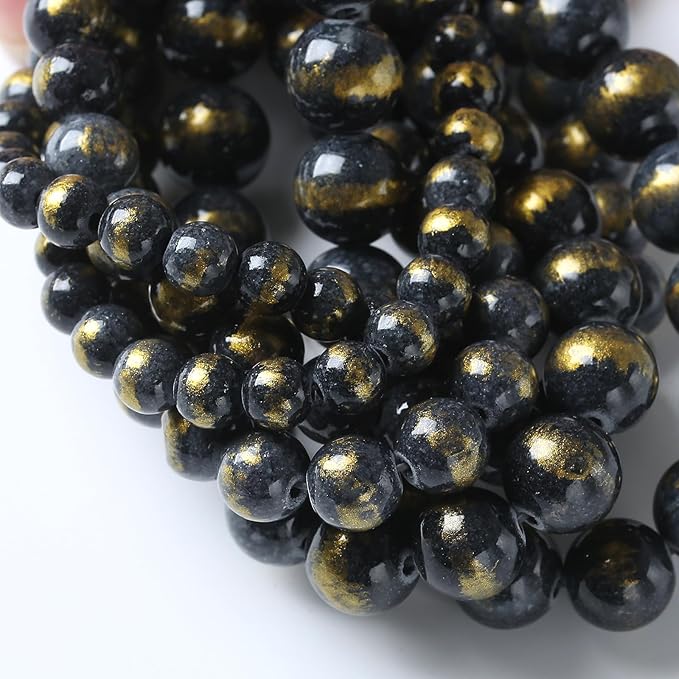 60pcs 6mm Natural Blue Black Lapis Lazuli Jade Beads for Jewelry Making Round Loose Beads DIY Bracelets Necklaces Energy Healing Stone Beads 15" (6mm, Blue Black Lapis Lazuli Jade)