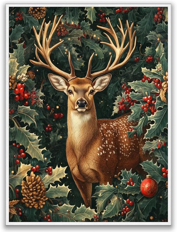 William Morris Deer Poster,Exhibition Print,Christmas William Morris Poster,Vintage Wall Art,Textiles Art, Christmas Print Deer Wall Art for Bedroom Living Room 24x36in Unframed poster