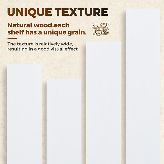 Floating Wall Shelves 6.8x6.8x1.7 Inch – Solid Wood Square Shelves in White Finish – Rustic Mini Display Shelves for Entryway, Bathroom, Small Spaces – Set of 2