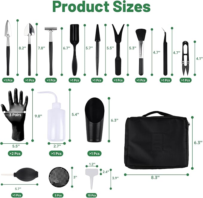 30Pcs Gardening Repotting Kit, Mini Gardening Tools Kit for Indoor Outdoor Transplanting, Fairy Plant Care, Potting Cactus Bonsai Plantin