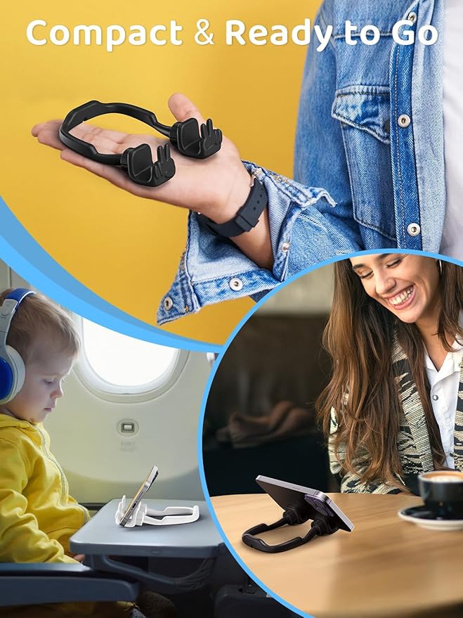 Stocking Stuffers for Teens Girls Boys Kids Cell Phone Stand: 2 Pack Upgrade Adjustable Peace Sign Thumbs Lazy Phone Holder for Desk Cool Gadgets Birthday Gifts for Women Men Adults (Black&White)