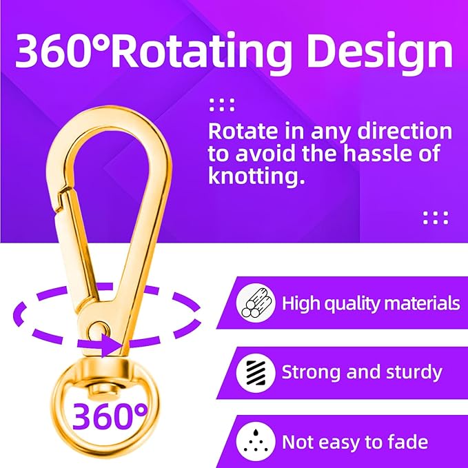 100PCS Swivel Clasps Lanyard Snap Hooks with Key Rings, Swivel Snap Hooks, Keychain Hook, 50 Pcs Large and Small Swivel Hooks, Swivel Clasp with 50 Key Rings for DIY Crafts, Lanyard Making(Gold)