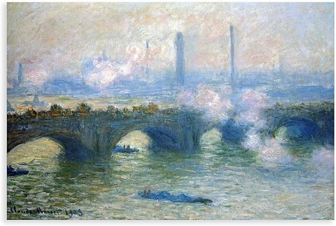 CFIOZYOS 40+ Monet Famous Print Posters Waterloo Bridge, London by Claude Monet Impressionism Canvas Wall Art Print Poster For Home School Office Decor Unframe 16×24inch(40×60cm)