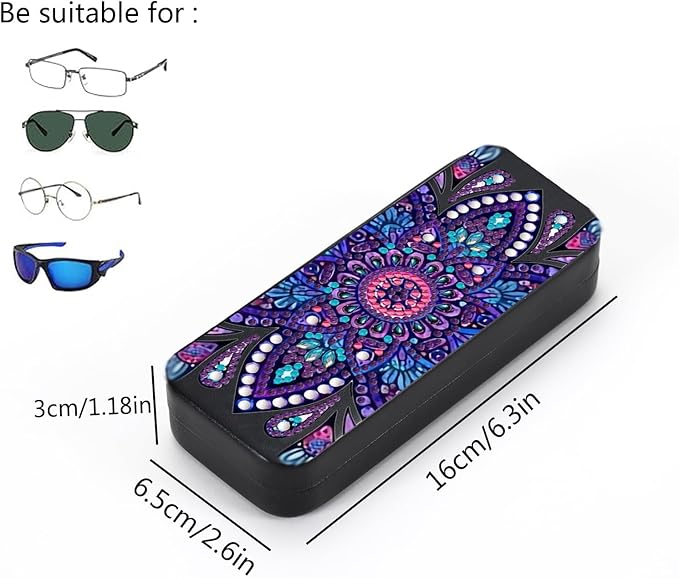 Leatrice Mandala Diamond Art Kits for Adults Small Diamond Painting Kit Gem Art Paint by Diamonds Dot Eyeglasses Case Hard Shell 5d Diamond Art DIY for Beginner Women