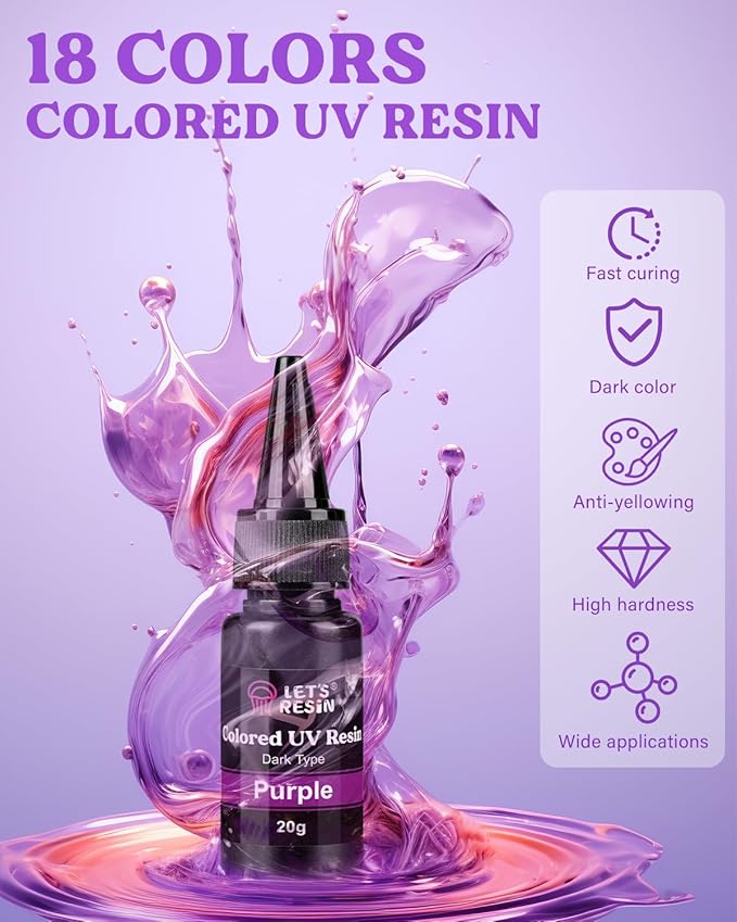 LET'S RESIN UV Resin,18 Dark Colored UV Resin, Odorless & Low Shrinkage UV Color Resin with Vibrant Colors, Black and White UV Resin Kit for Crafts, Jewelry Making, Colored Resin Casting and Coating