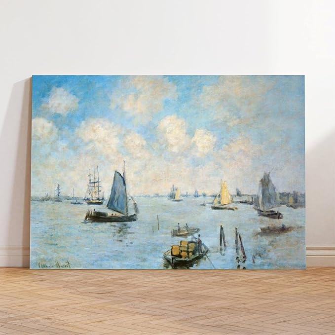 CFIOZYOS 40+ Monet Famous Print Posters The Sea at Amsterdam by Claude Monet Impressionism Canvas Wall Art Print Poster For Home School Office Decor Frame 16×24inch(40×60cm)