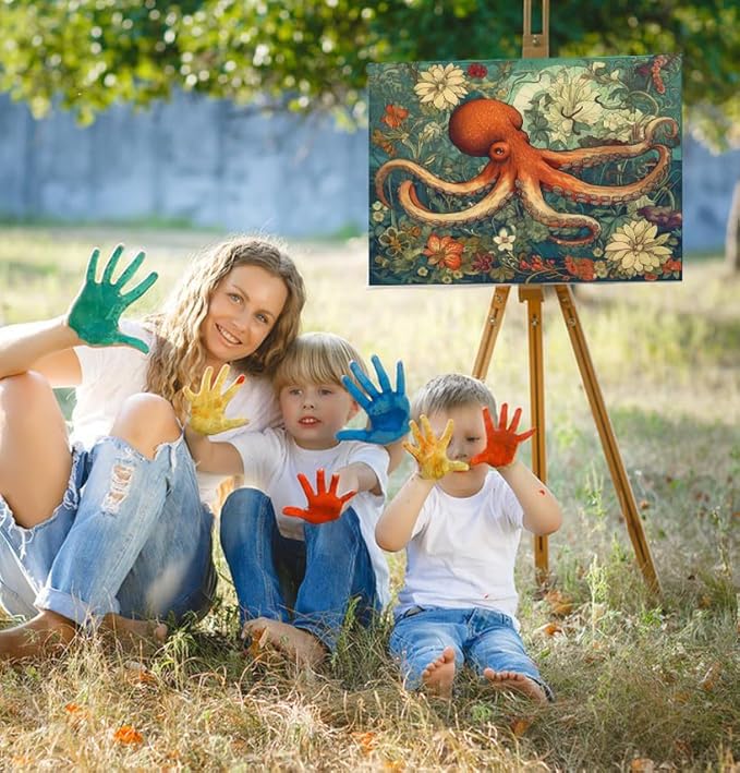 CSZPPQAF Paint by Numbers Kit for Adults Beginner, Animal Octopus Paint by Number Kits on Canvas, DIY Easy Acrylic Watercolor Oil Painting by Numbers for Home Wall Decor 16X20inch