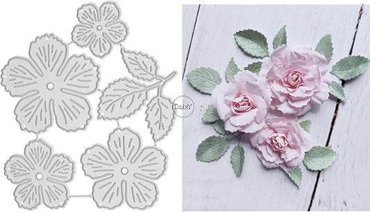 DzIxY Patchwork Peach Blossoms Flowers Leaves Metal Cutting Dies for Card Making Kit Embossing Paper Die Cuts Set Scrapbook Stencils Supplies Machine Templates
