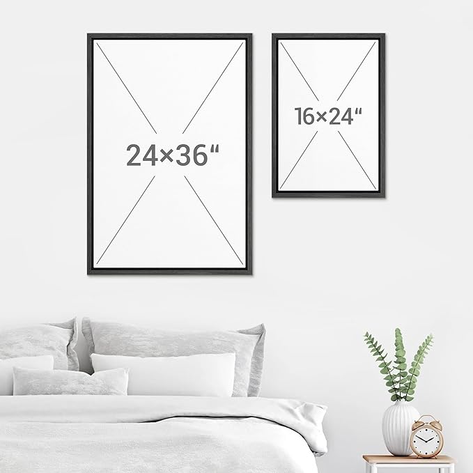 SIGNWIN Framed Canvas Print Wall Art Set Foggy Pine Forest Minimalist Monochrome Nature Illustrations Modern Art Scenic Colorful for Living Room, Bedroom, Office - 24"x36"x2 Black