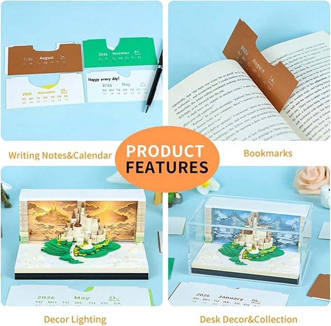 Time Piece Calendar 2026,3D Tree Tear-Away Memo Pad Creative Desk Calendars,3D Notepad Paper Carving Art Sticky Notes,3D Calendar 2026 Suitable for Room and Office Desktop Decoration