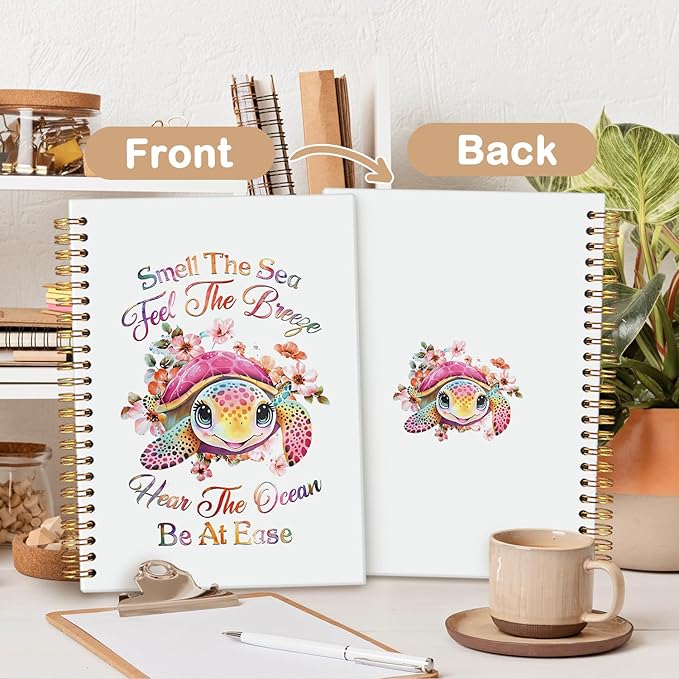 MOFUYU Turtle Gifts Cute Spiral Notebook Journal for Women Men,Sea Turtle Gifts,Inspirational Ocean Notebooks,Cute Notebooks for School Work Women Girls,Gifts for Beach Lovers,Turtle Gifts for Women 5.5x8.3 Inch